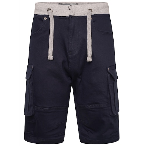 KAM Stretch-Cargo-Shorts mit gerippter Taille Marineblau